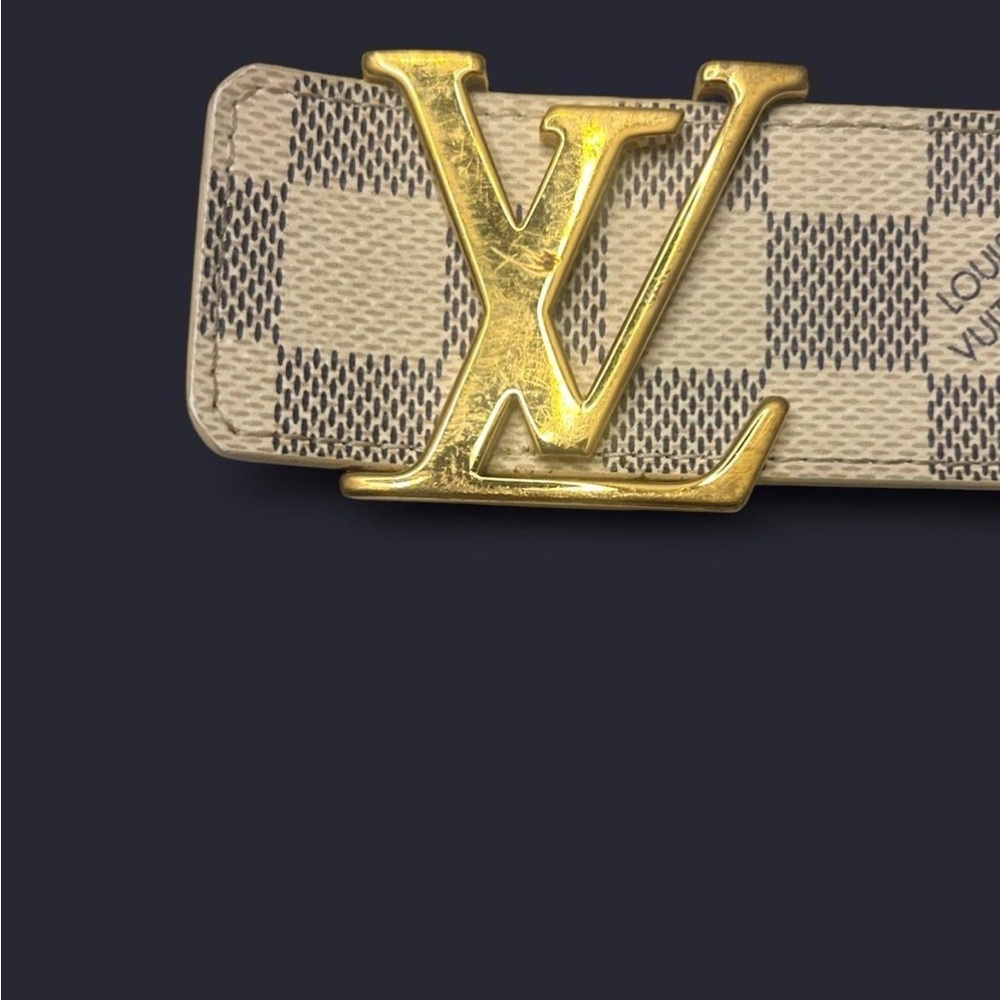 Louis Vuitton Checkered Belt with Gold LV Buckle - Picture 2 of 4